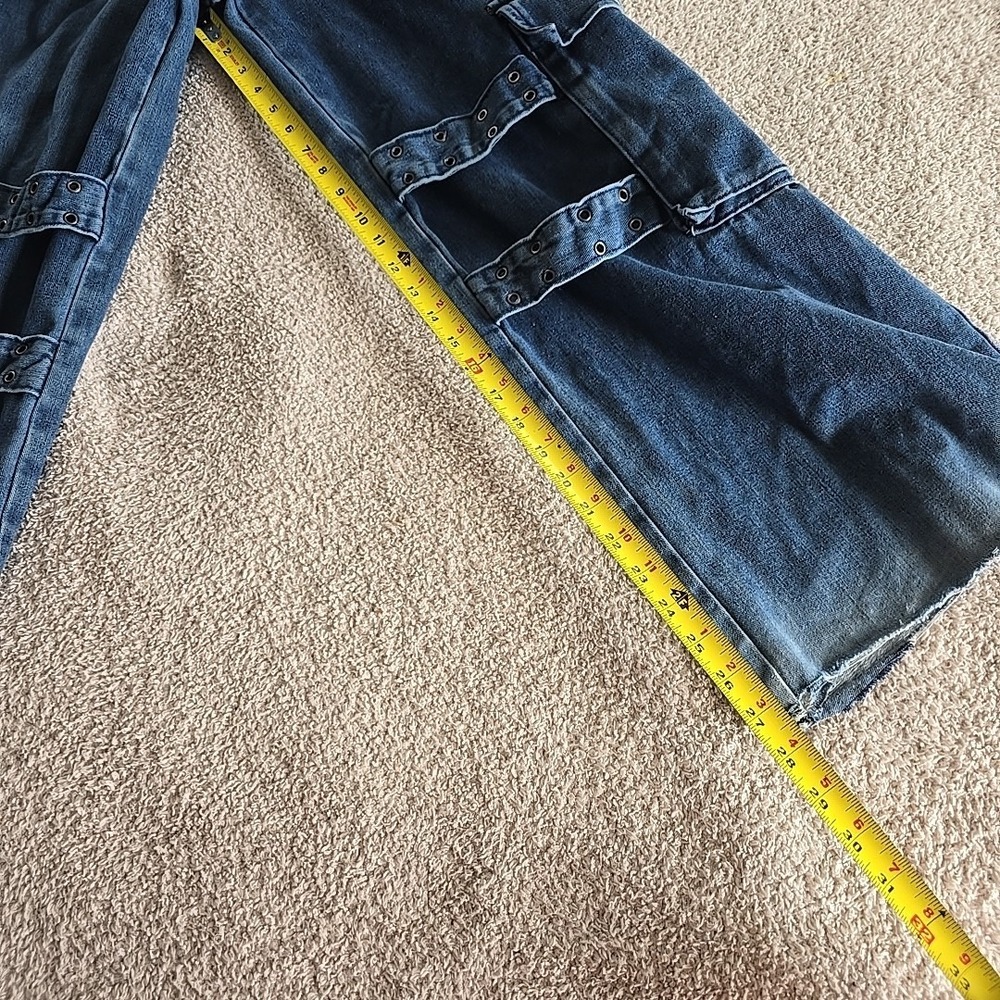 Romwe Juniors Denim Jean Straps Buckles Sz XS (2) Streetwear Grunge Skater - Picture 7 of 14